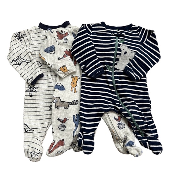 Nb Footie Pj Bundle 4 Goumi Baby Carters Zip Zipper Footie Pajamas Boys Newborn - Picture 2 of 7
